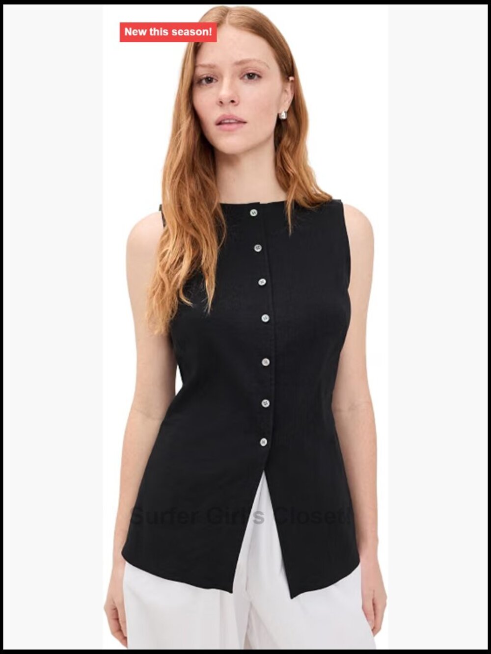 Sleeveless Linen Sweater Vest Boat Neck Cutaway Top